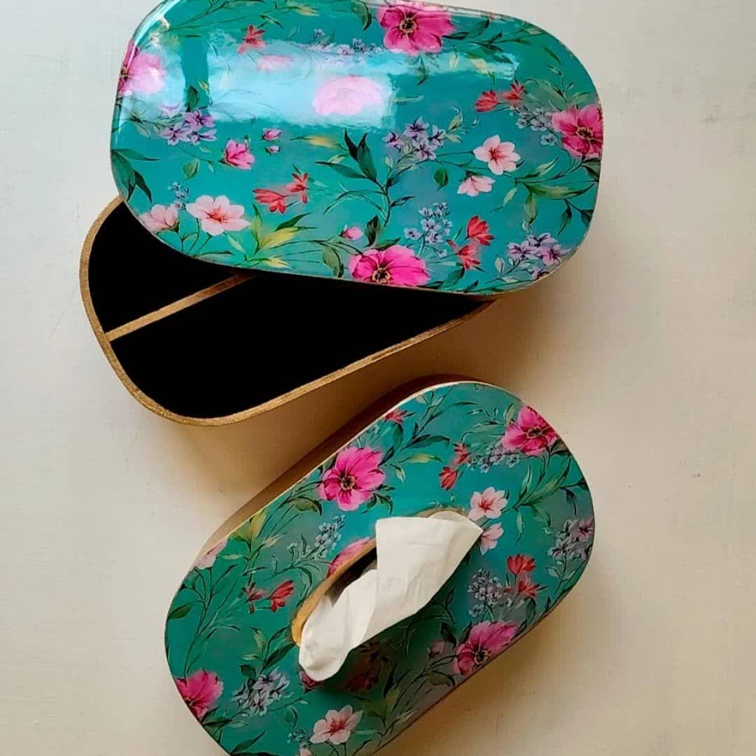 ست جعبه دستمال و جای کاردو چنگال مدل بهار